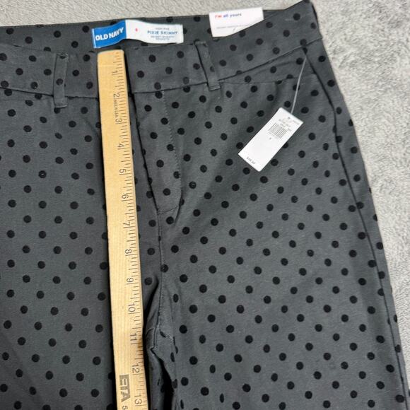 Old Navy Pixie Skinny High Rise Secret Pockets NWT Sz 8 Black Velvet Polka Dot - Picture 9 of 10